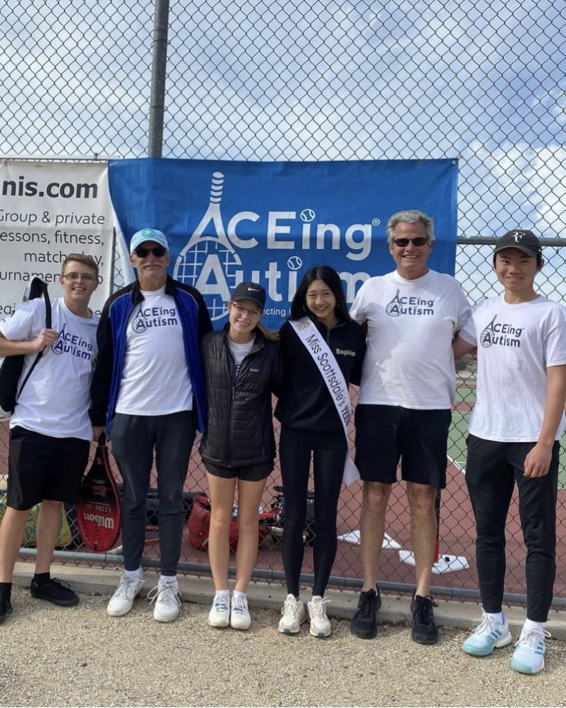 Sophia Lin with ACEing Autism to help kids learn tennis and social skills.